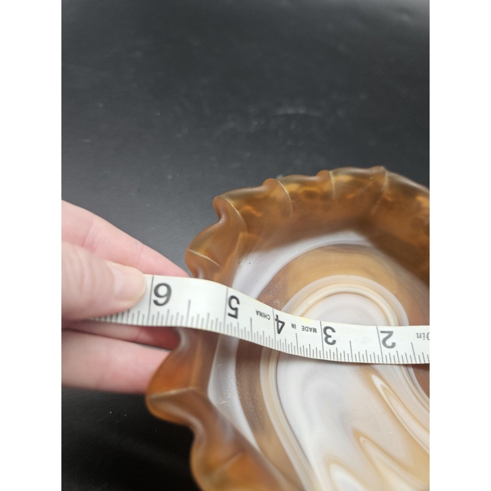 Imperial caramel slag glass pedestal compote bowl grape design - Picture 6 of 7